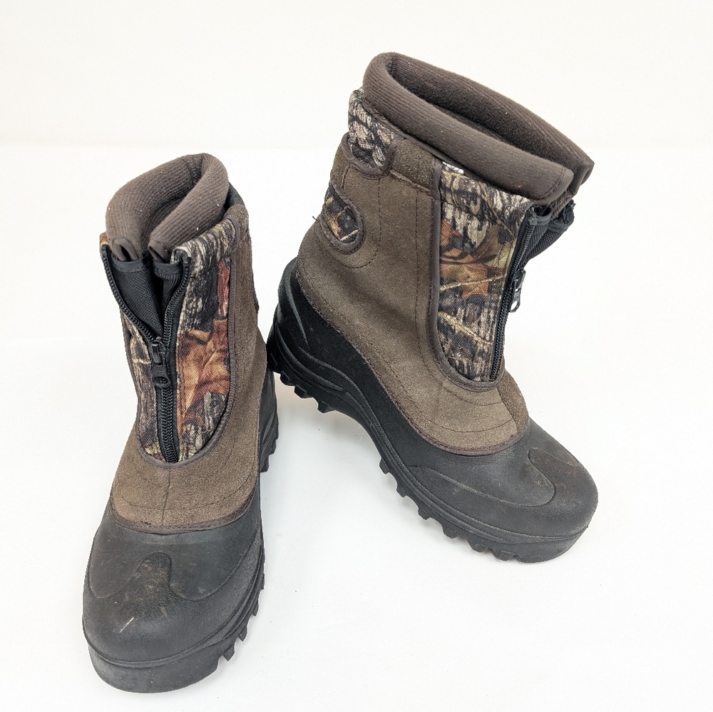 Itasca Green And Brown Camo Winter Snow Boots Kids Boys Girls Size 6